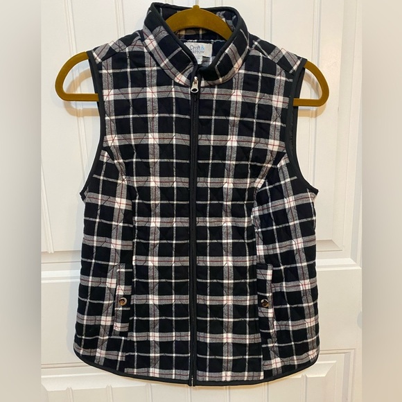 Croft & Barrow quilted black/white plaid vest - Picture 2 of 9
